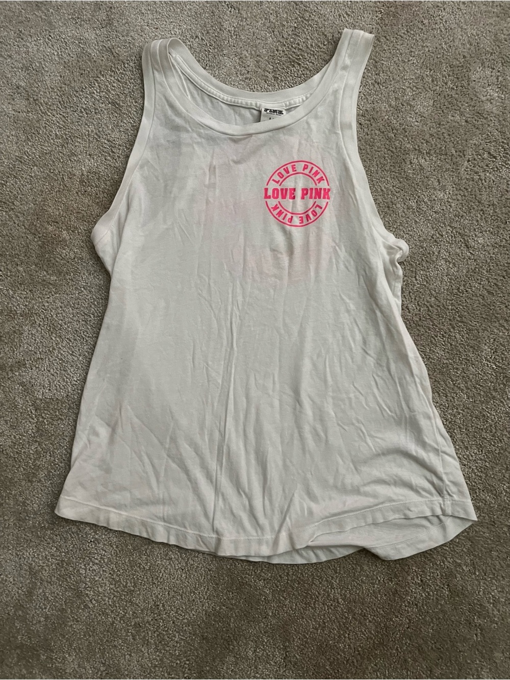 PINK Victoria's Secret White Tank with Pink Logo